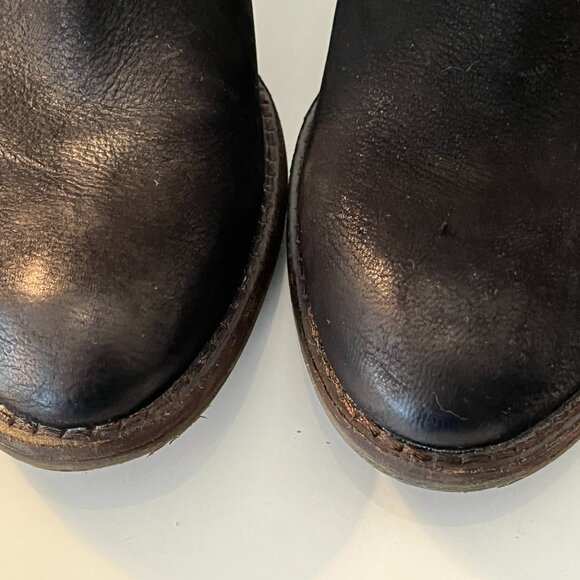 Sam‎ Edelman Morgan Black Nubuck Leather Ankle Boots Stacked Block Heel Size 11 - Picture 4 of 10